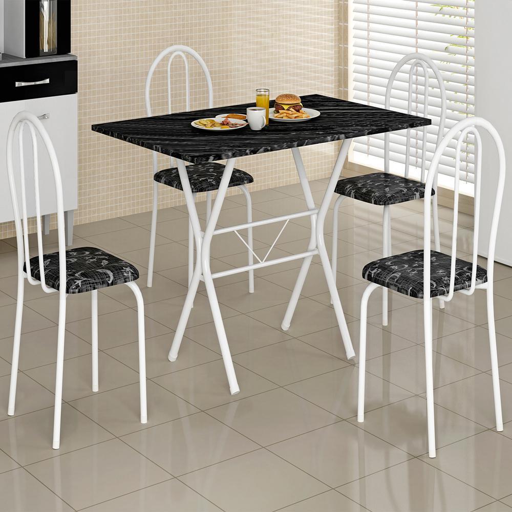 Mesa de Jantar 4 Cadeiras Branco Anne Soma Móveis