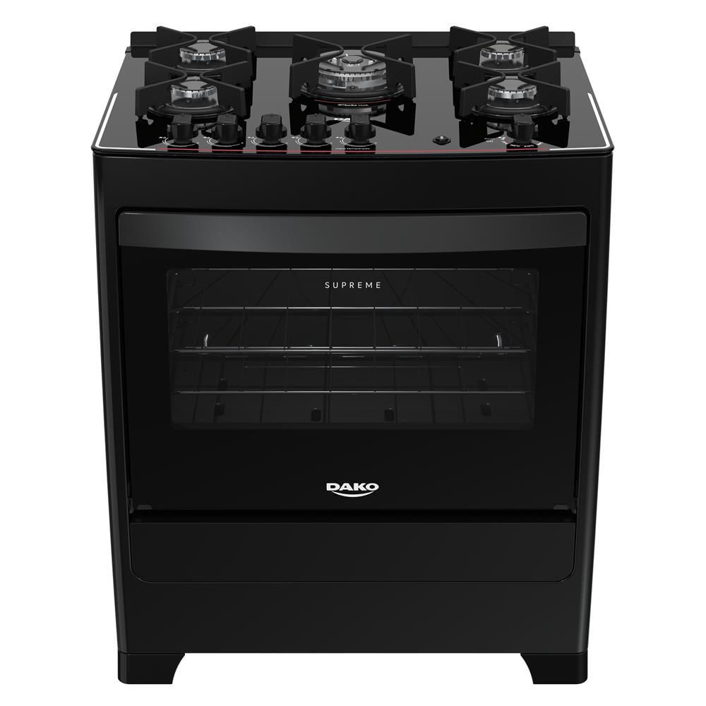 Fogão 5 Bocas Dako Automático Supreme Glass Preto