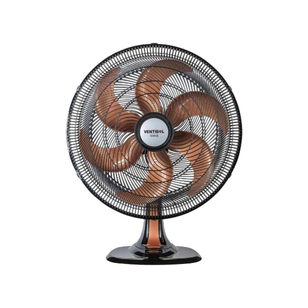 Ventilador de Mesa Ventisol Turbo 6 Pás 50cm Helice Bronze Premium Preto 110V