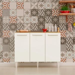 Balcão de Cozinha Suelen 3 Portas Atacama Off White Aramóveis