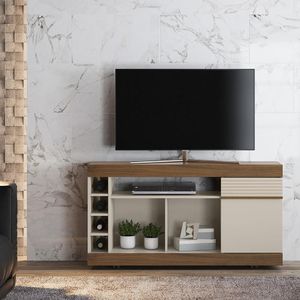 Rack Para TV até 60" 1 Porta Nogueira/Off White Rio Linea Brasil