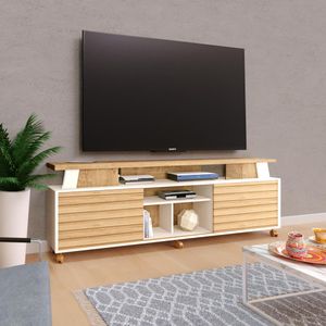 Rack Para TV até 60" 2 Portas Dubai Natura Off White/Canelato Atualle Móveis