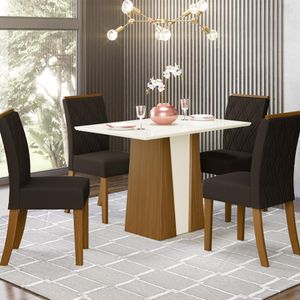 Mesa de Jantar 4 Cadeiras Nature/Off White Orus Vita Henn Móveis