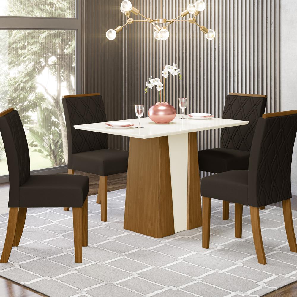 Mesa de Jantar 4 Cadeiras Nature/Off White Orus Vita Henn Móveis