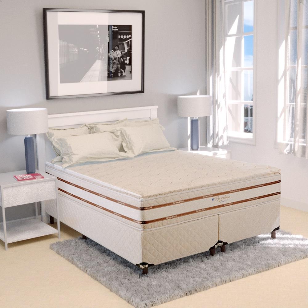 Cama Box King (193x203) Barcelona Molas Ensacadas Bege Sonos