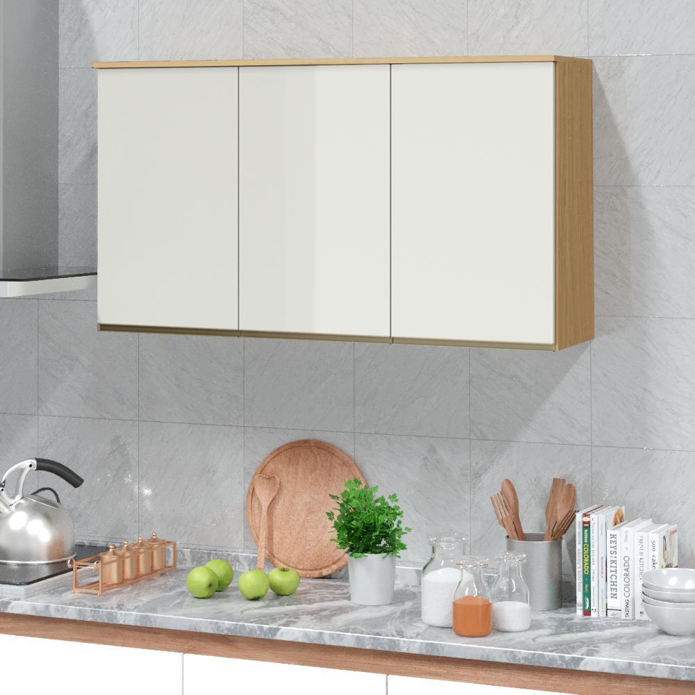 Armário de Cozinha Aéreo 3 Portas Branco 2410 Aramóveis