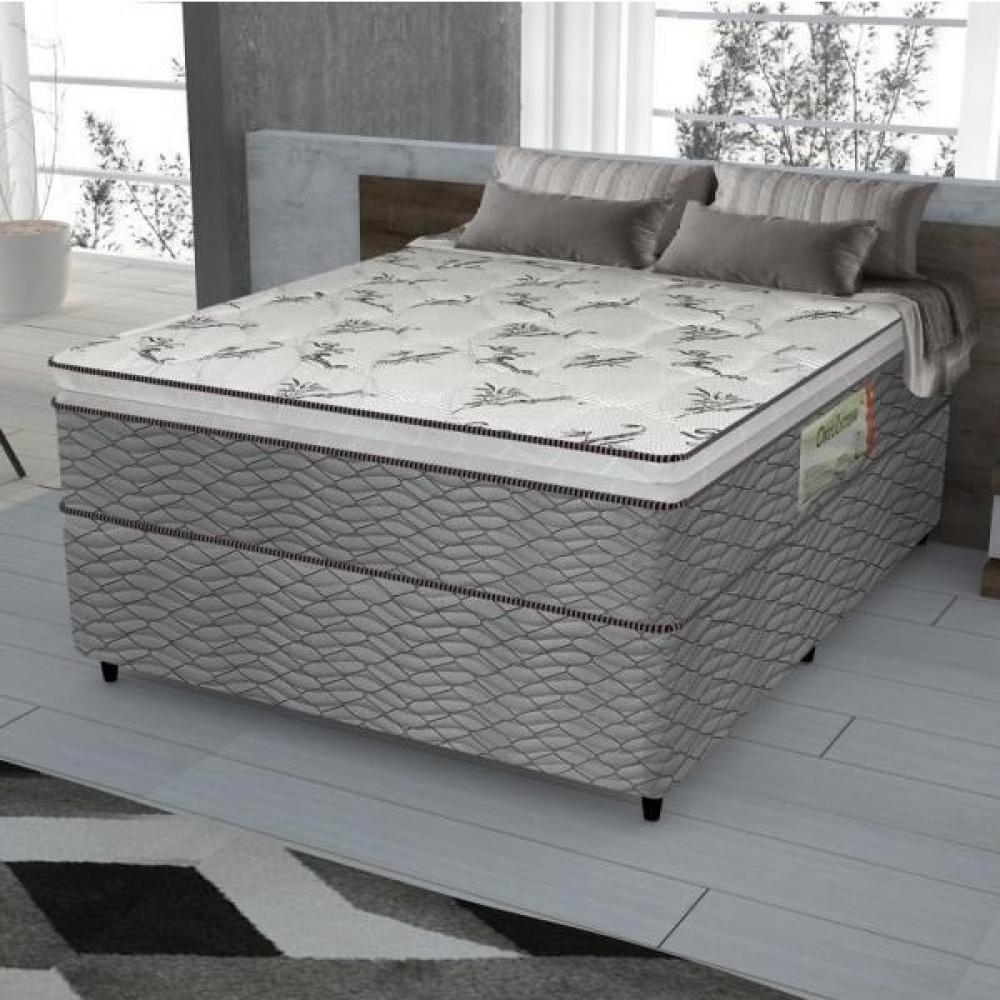Cama Box Casal (138x188) Orto Intense Pillow Top D28 Cinza Plumatex