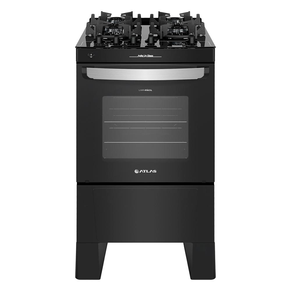 Fogão 4 Bocas Atlas Automático Agile Up Glass Preto