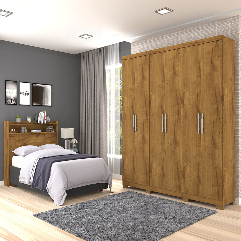 Guarda-Roupa Casal 6 Portas 4 Gavetas Rovere Prime Ibiza Docelar Móveis