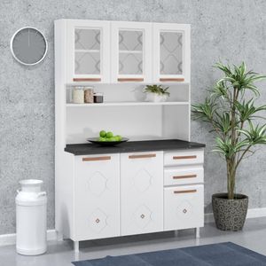 Armário de Cozinha 6 Portas 2 Gavetas Branco Mirage New Telasul