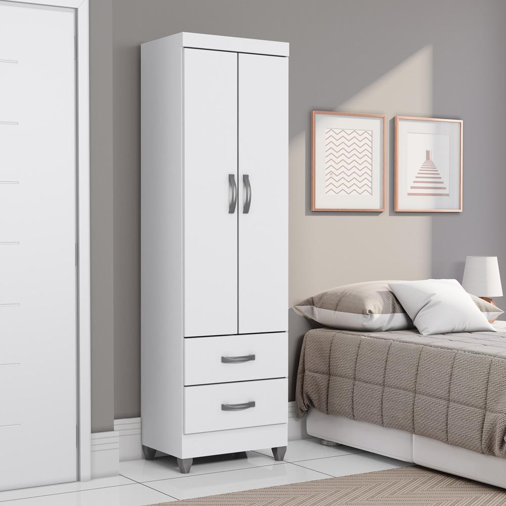 Guarda-Roupa 2 Portas 2 Gavetas Com Pés Branco 5131 Aramóveis