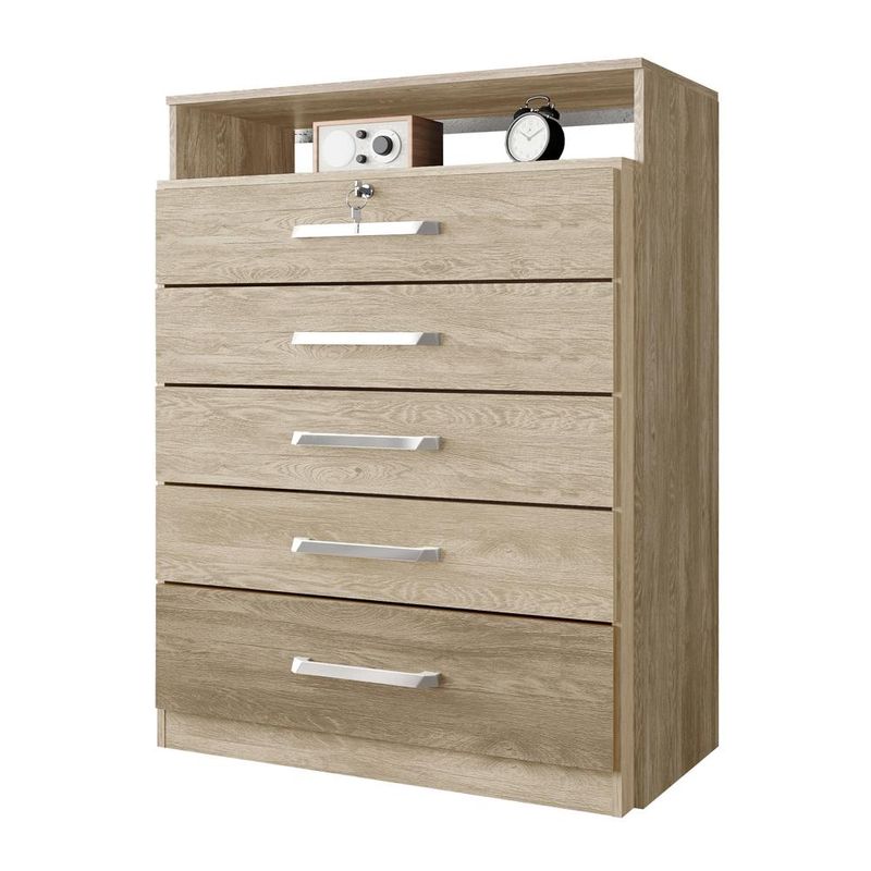 comoda-5-gavetas-com-corredicas-metalicas-nogal-vanilla-touch-triunfo-demobile