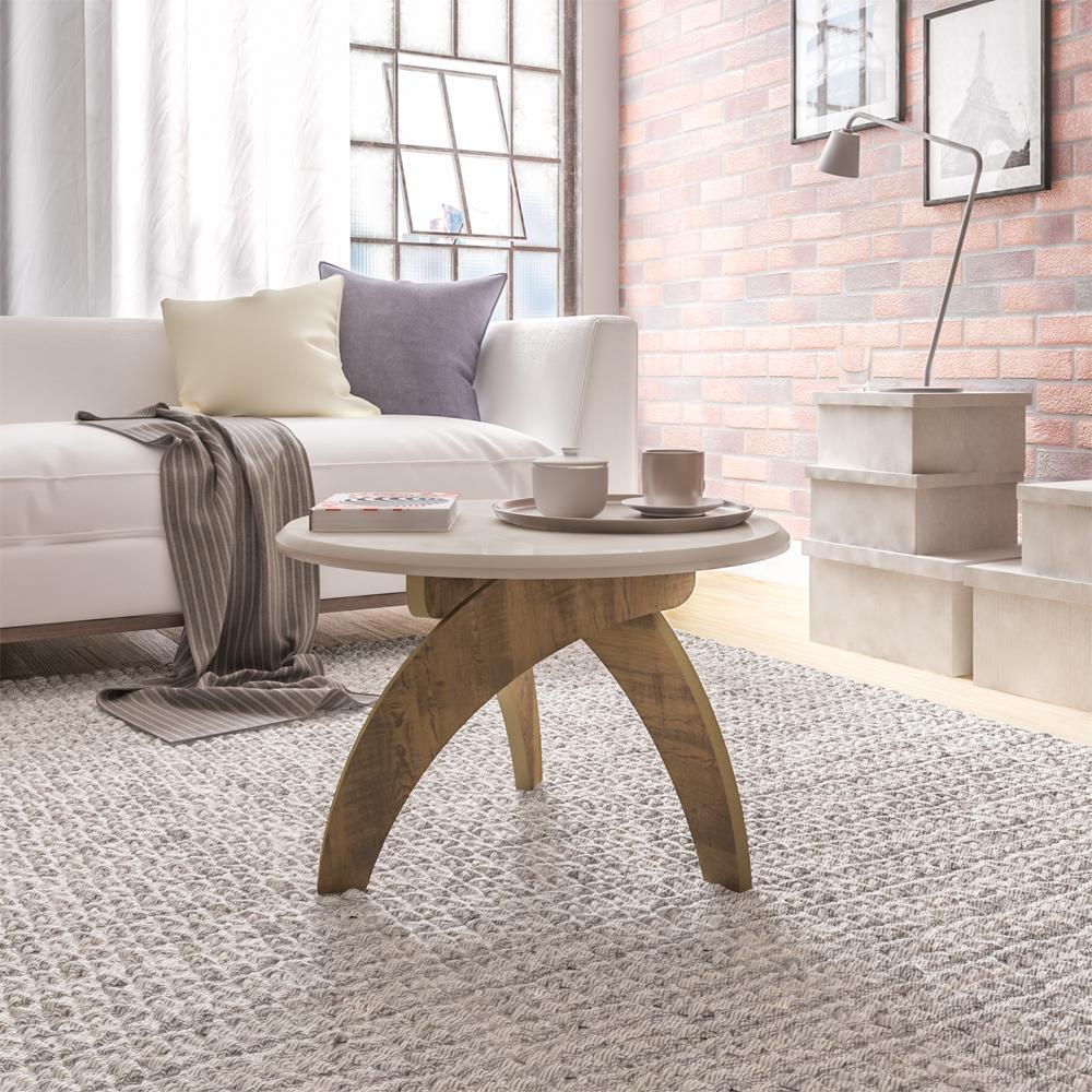 Mesa de Centro Redonda Off White/Pinho Jade Artely