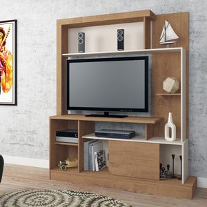 Estante para TV até 47" Canelato Rústico/Natura Off White Atacama Atualle Móveis