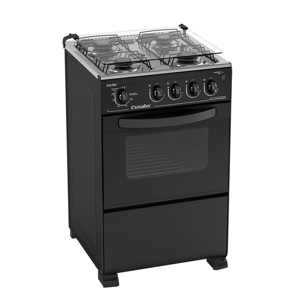 Fogão 4 Bocas Esmaltec Automático Caribe Preto