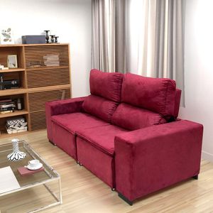 Sofá Retrátil/Reclinável 3 Lugares Vinho Ferrari Design Estofados
