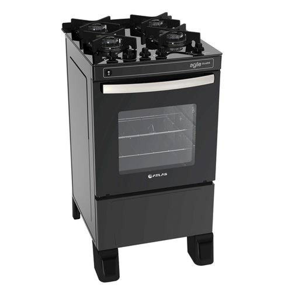 Fogão 4 Bocas Atlas Automático Agile Glass Preto