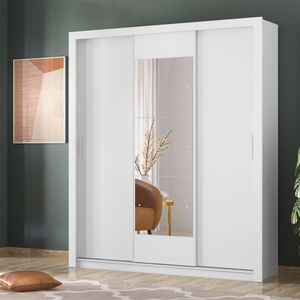 Guarda-Roupa Casal 3 Portas de Correr 2 Gavetas Com Espelho Branco Vero Demóbile