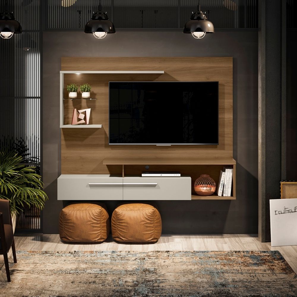 Painel Para TV até 60" Marrom/Off White Floripa Linea