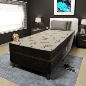 Cama Box Solteiro Conjugada (88x188) D28 Cinza/Branco Diamante Elegance Colchões