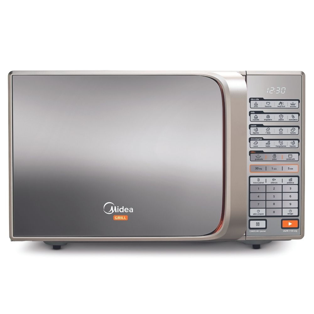 Micro-ondas Midea 30L Liva Espelhado Grill MTAEG41 Prata 110V