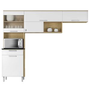 Cozinha Compacta 5 Portas 1 Gaveta Nogueira/Branco Clean Itatiaia