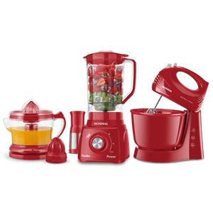 Kit Especial Mondial KT-105R Liquidificador + Batedeira + Espremedor Vermelho