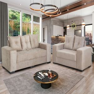 Conjunto Sofá 3X2 Lugares Siena Caramelo Design Estofados