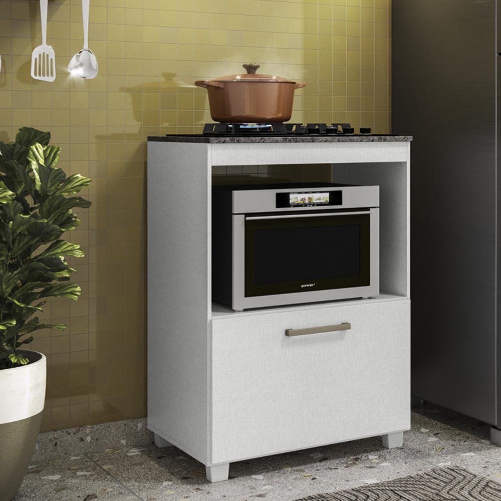 Balcão de Cozinha Para Cooktop 5 Bocas 1 Porta Branco Slim Fiorello