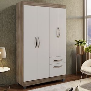 Guarda-Roupa 5 Portas 1 Gaveta Castanho/Off White RP-155 Rei Móveis