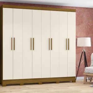 Guarda-Roupa Casal 8 Portas 4 Gavetas Nature/Off White B51 Briz Móveis