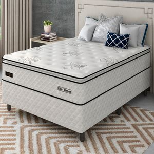 Cama Box Casal (138x188) Molas Superlastic Branca Life Times Plumatex