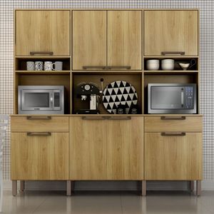 Armário de Cozinha 8 Portas 2 Gavetas Carvalho Imola Sallêto Móveis