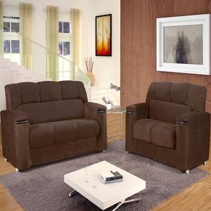 Conjunto Sofá 3x2 Lugares Marrom Styllus Bello Estofados