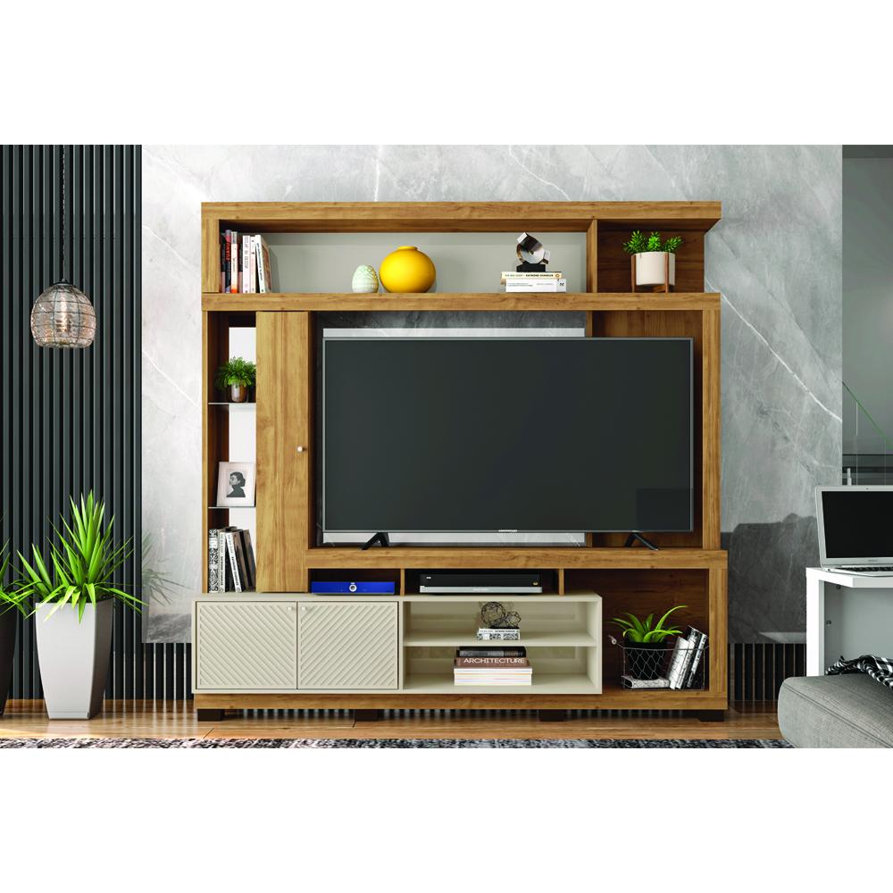 Estante Imperium para Tv até 65 Polegadas Buriti /Off White - Caemmun Movelaria
