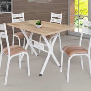 Mesa de Jantar 4 Cadeiras Branco/Capuccino Luna Ciplafe