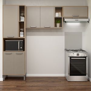 Cozinha Compacta 6 Portas Mel Fumê Amêndoa Telasul
