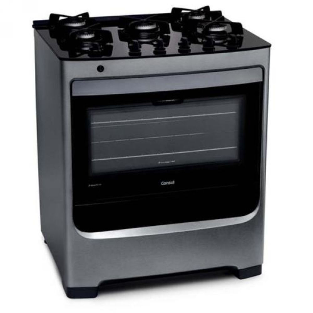 Fogão 5 Bocas Consul Automático Mesa de Vidro CFS5VAR Inox
