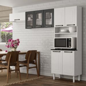 Cozinha Compacta 8 Portas em Aço Branco/Grafito Titanium Colormaq