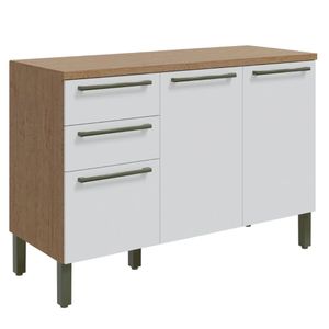 Balcão de Cozinha 3 Portas e 2 Gavetas Castanho/Branco Napoli Ronipa