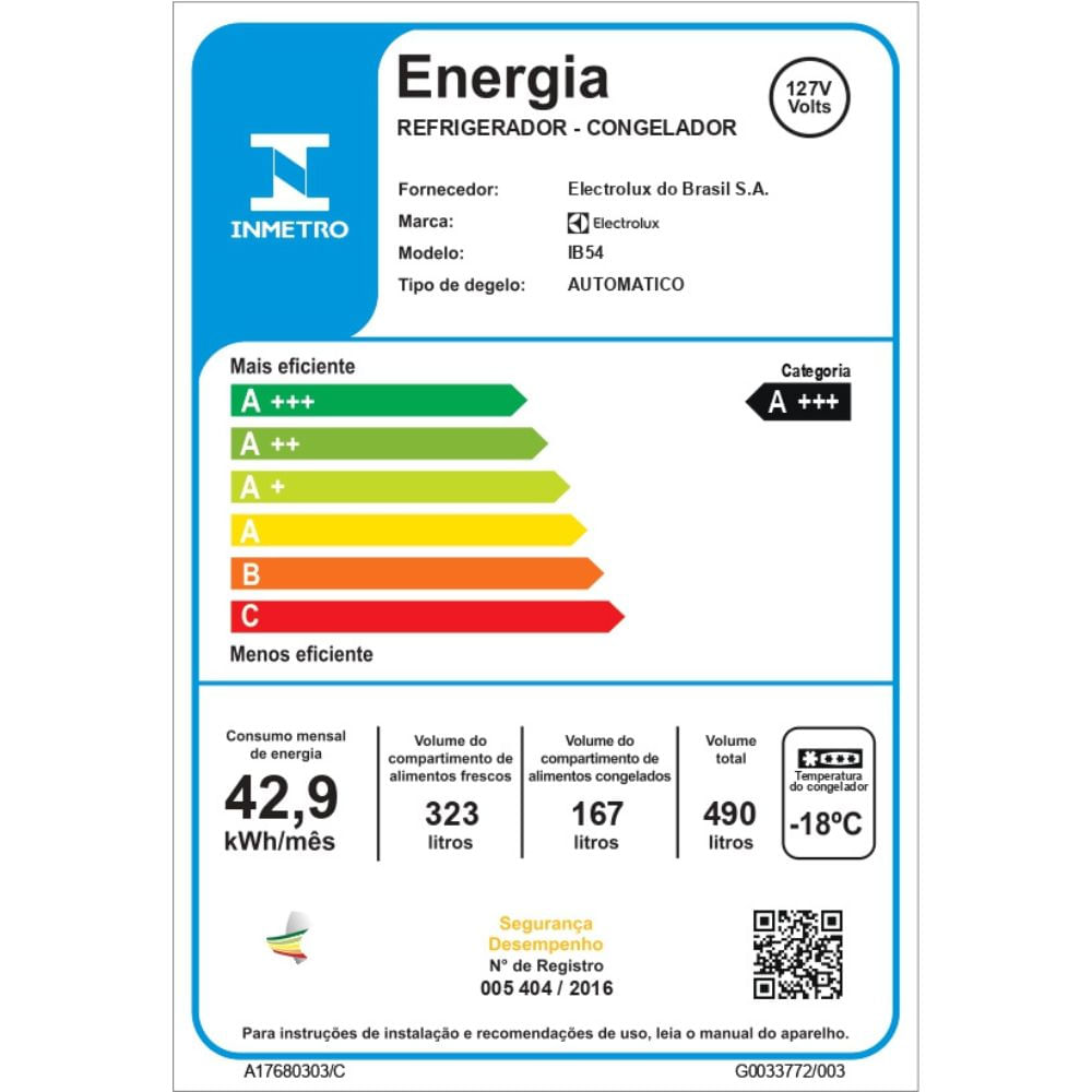 Geladeira Electrolux Inverter Frost Free Inverse 490L IB54 Branca