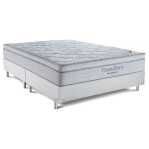 Cama Box Queen (158x198) + Colchão Ortobom Freedom Molas Pocket Branca