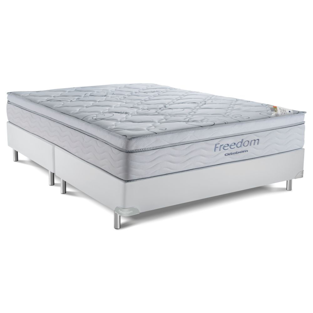 Cama Box Queen (158x198) + Colchão Ortobom Freedom Molas Pocket Branca