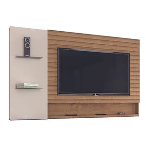 Painel Para TV até 60" Canelato Rustico/Natura Off White Dubai Atualle Móveis