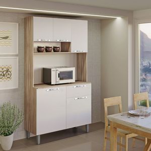 Armário de Cozinha 5 Portas 1 Gaveta Castanho/Off White Melissa Rei Móveis