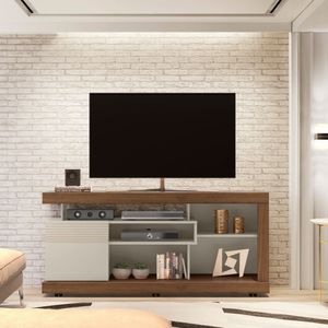 Rack Para TV até 65" 1 Porta Off White / Nogueira Gramado Linea Brasil