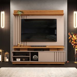 Estante Para TV até 70" 1 Porta De Correr Carvalho Nobre / Griz Detroit DJ Móveis