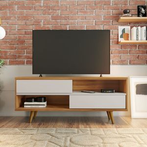 Rack Para TV até 50" 2 Portas de Correr Freijó Trend / Off White NT1180 Notável Móveis