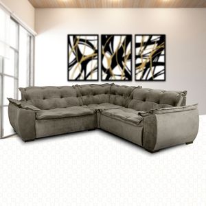 Sofá de Canto 3x2 Lugares Capuccino Home Plus Marquês Estofados