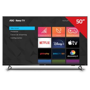 Smart TV 4K UHD 50" AOC 50U6125/78G Wi-Fi Inteligência Artificial 3 HDMI 2 USB